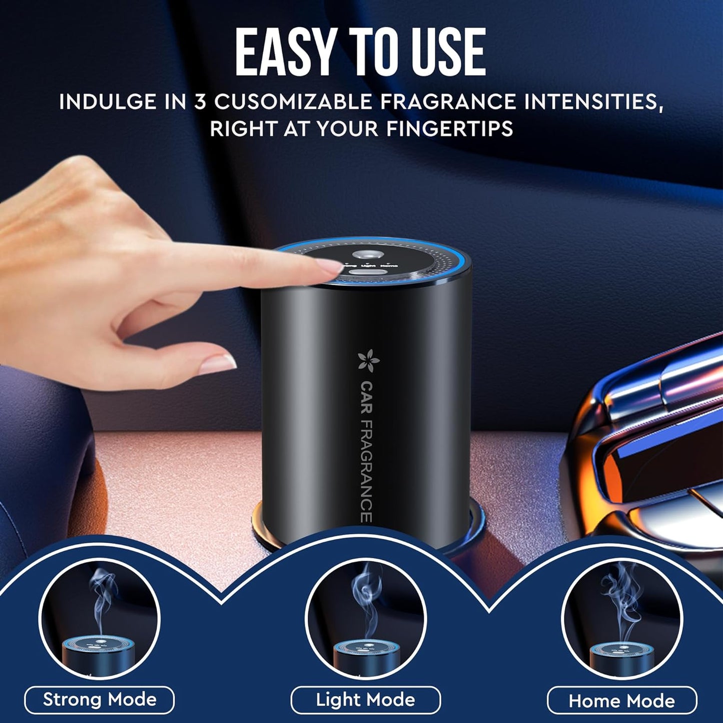KESOCI Smart Car Diffuser: Experience Luxury with 50ml Cologne Scent - Perfume Your Journey with Ultrasonic Aroma Tech Smart Car Air Freshener