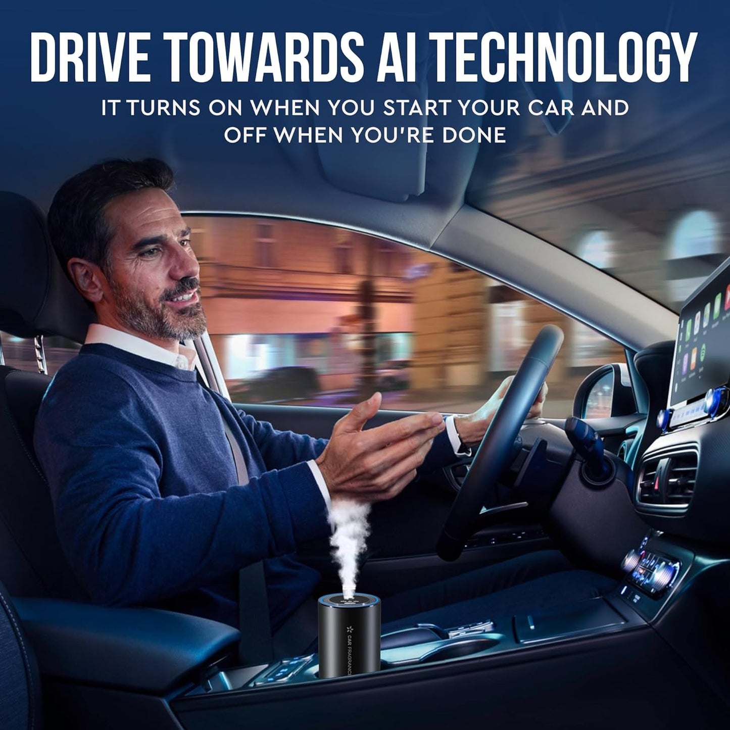 KESOCI Smart Car Diffuser: Experience Luxury with 50ml Cologne Scent - Perfume Your Journey with Ultrasonic Aroma Tech Smart Car Air Freshener