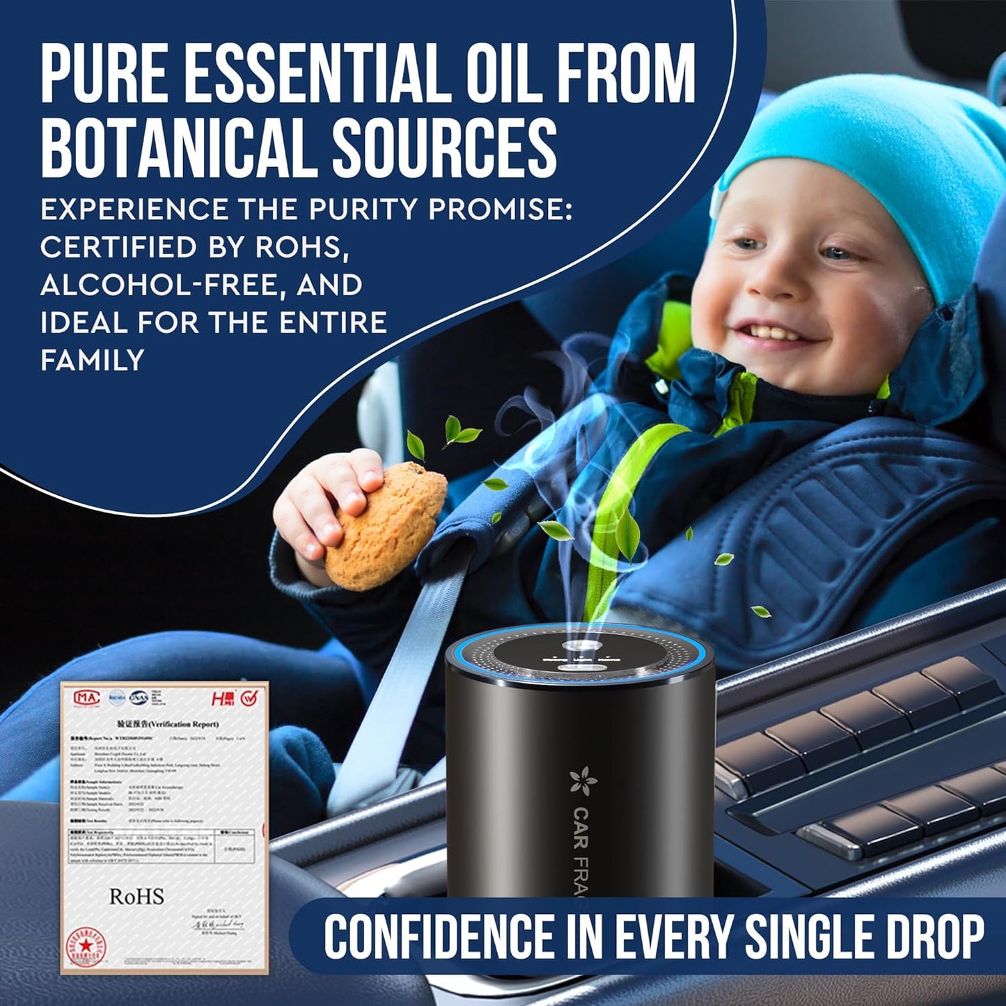 KESOCI Smart Car Diffuser: Experience Luxury with 50ml Cologne Scent - Perfume Your Journey with Ultrasonic Aroma Tech Smart Car Air Freshener