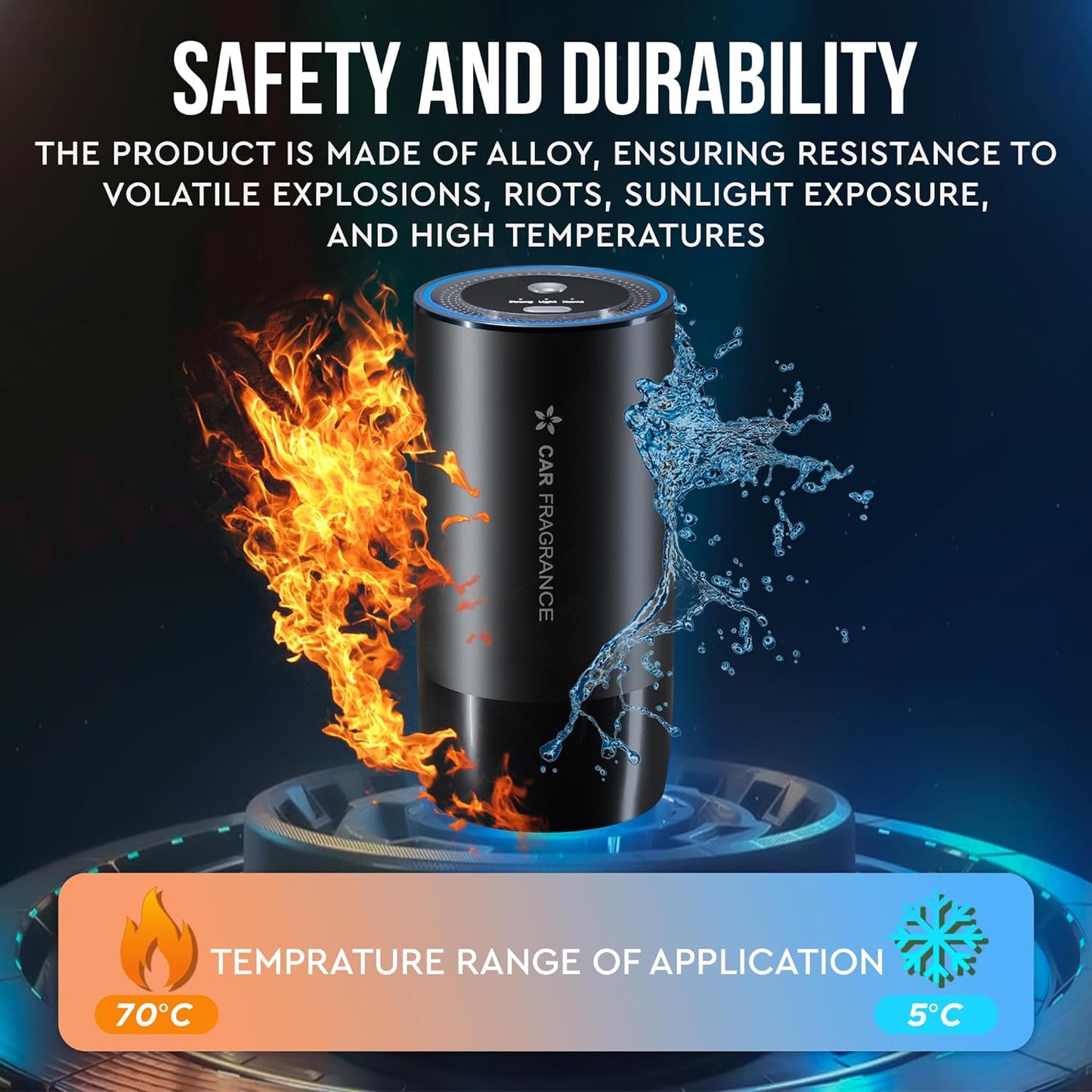 KESOCI Smart Car Diffuser: Experience Luxury with 50ml Cologne Scent - Perfume Your Journey with Ultrasonic Aroma Tech Smart Car Air Freshener