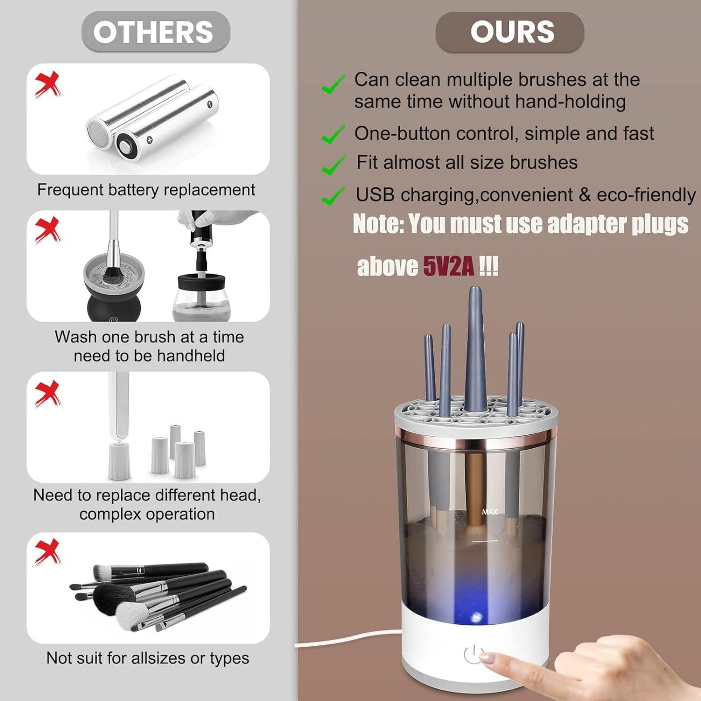Rechargeable Automatic Cosmetic Brush Cleaner Electric Makeup Cleaning FastDryer