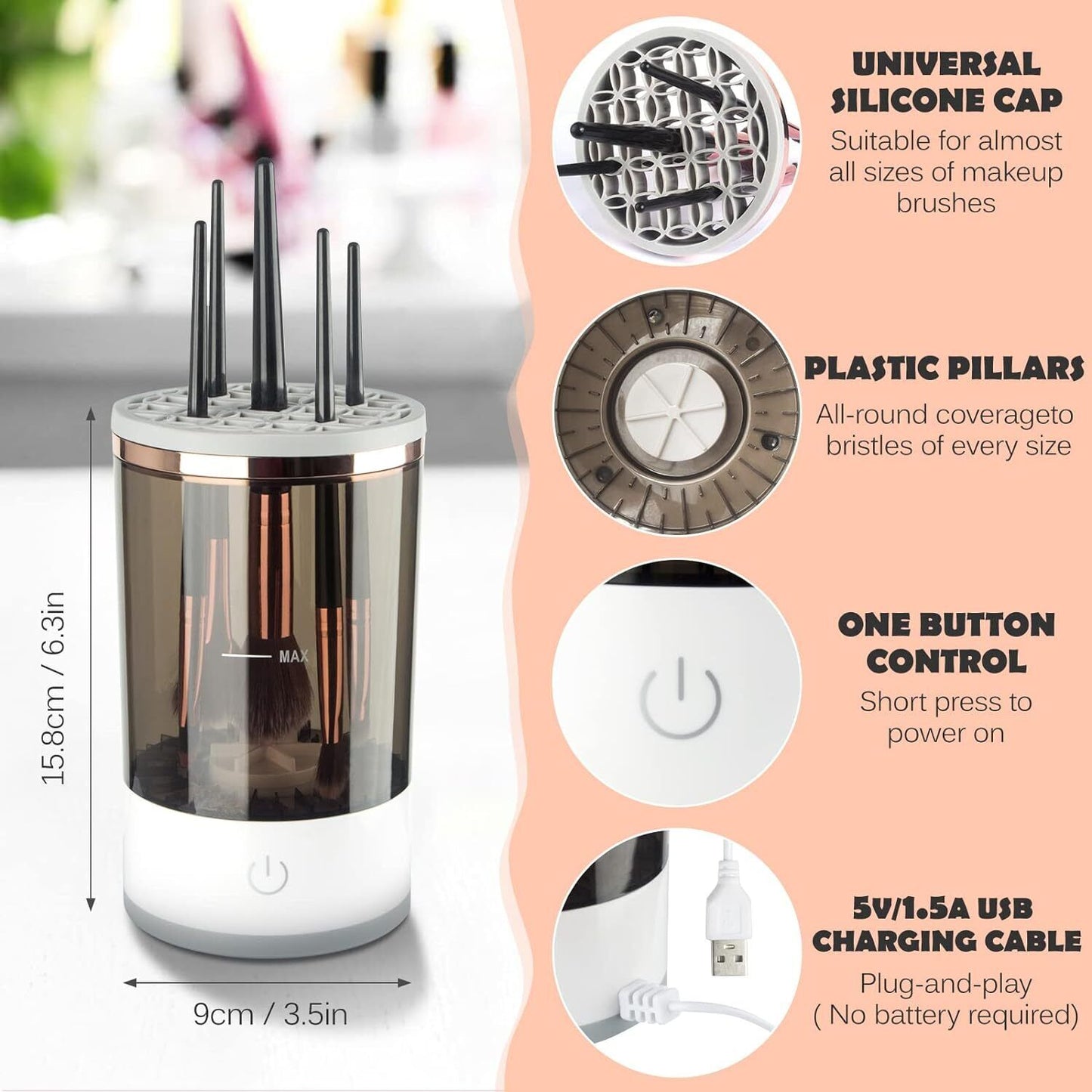 Rechargeable Automatic Cosmetic Brush Cleaner Electric Makeup Cleaning FastDryer