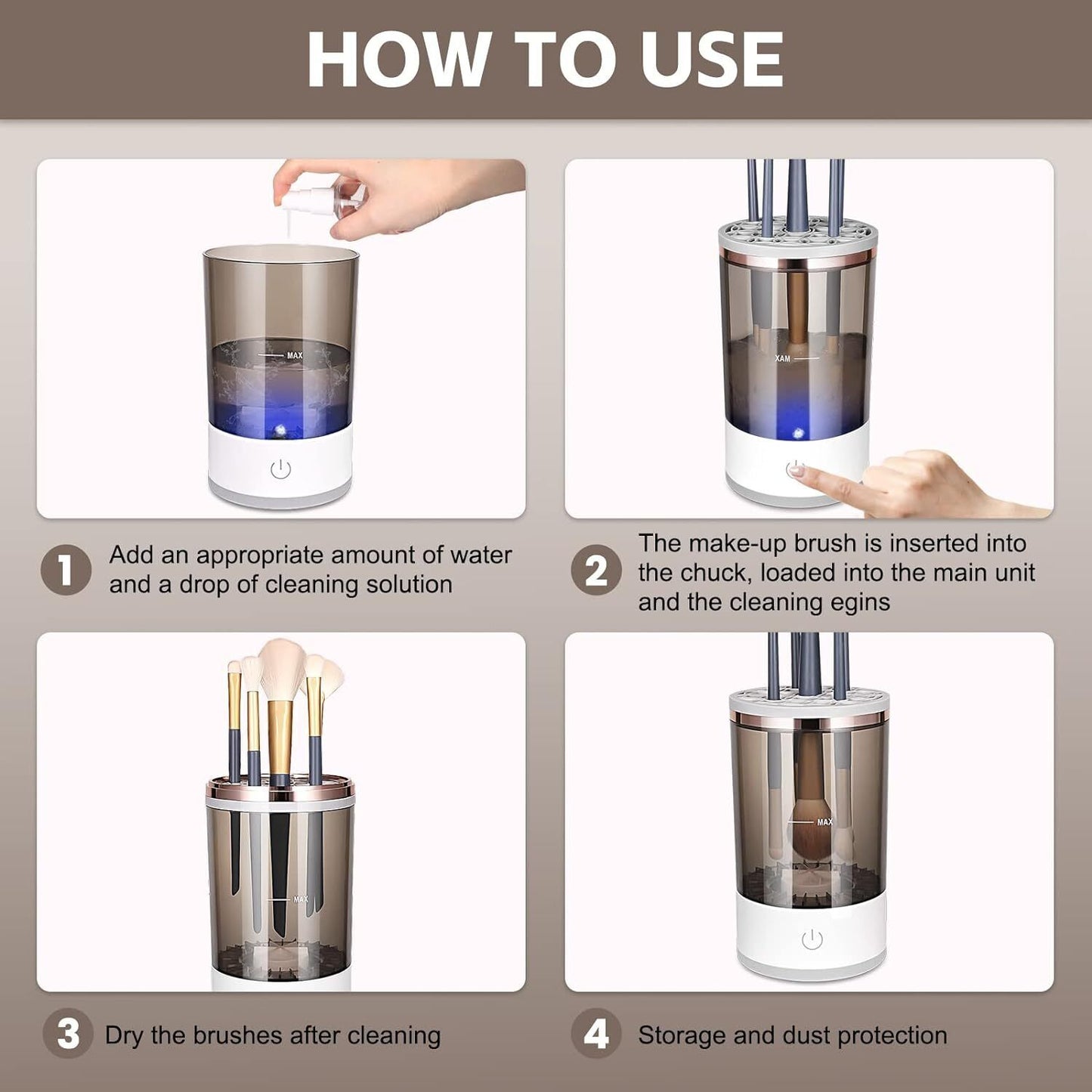 Rechargeable Automatic Cosmetic Brush Cleaner Electric Makeup Cleaning FastDryer